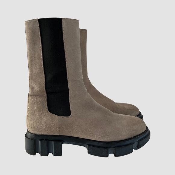 Free People Brooks Chelsea Boot Taupe Suede Lug Sole Mid Calf 39.5 / 9 - Picture 6 of 13